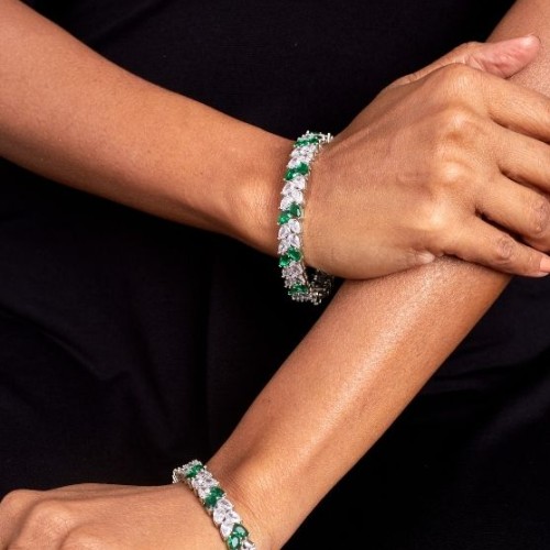 Emerald Petal Diamond Bangles