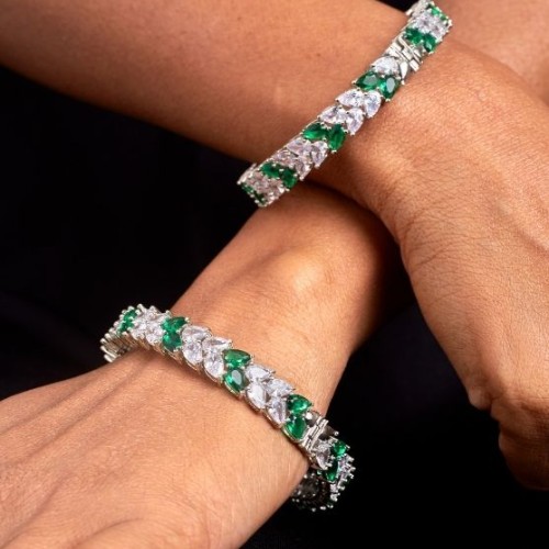 Emerald Petal Diamond Bangles