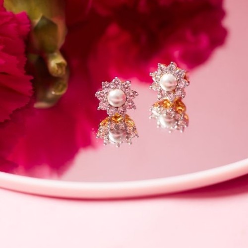 Daily Wear Pearl & Diamond Flower Studs