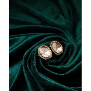 Single Polki Oval Studs