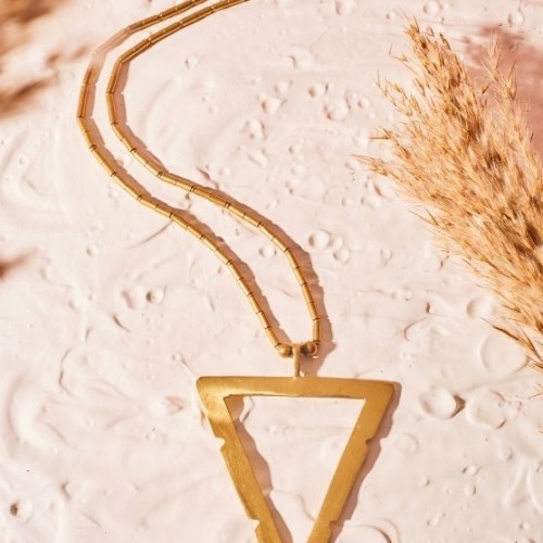  Dhokra Tribal Triangle Pendant