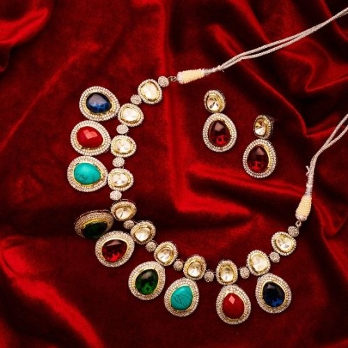 Madhuri Multicolor Polki Necklace