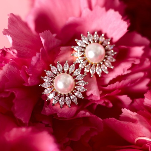 Daily Wear Pearl & Diamond Sun Studs