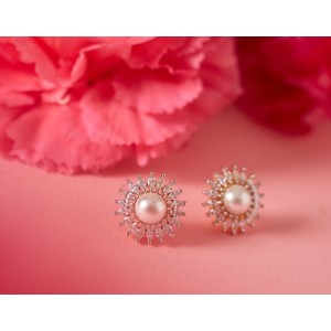 Daily Wear Pearl & Diamond Sun Studs