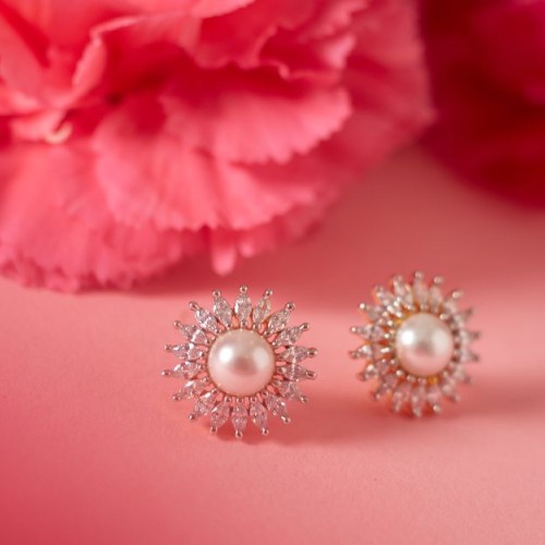 Daily Wear Pearl & Diamond Sun Studs