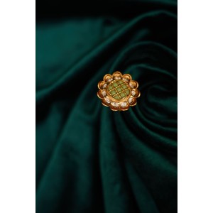 Green Flower Kundan Cocktail Ring