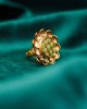 Green Flower Kundan Cocktail Ring