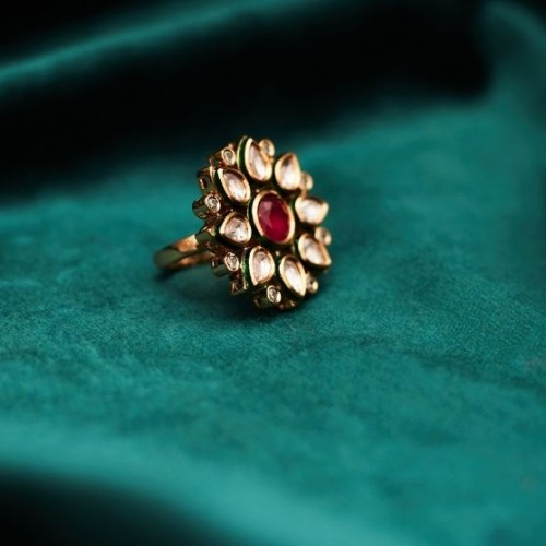 Daffodil Kundan Cocktail Ring